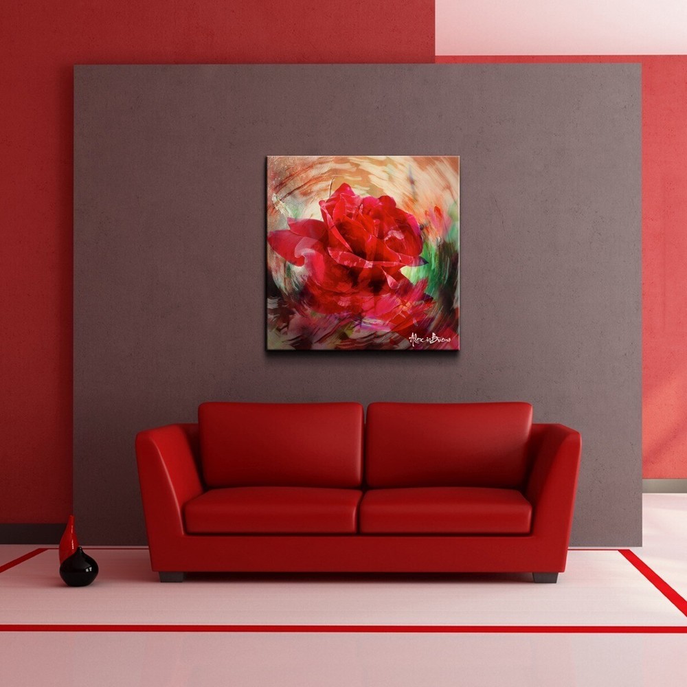 Ready2HangArt 'Rose in Bloom' Oversized Canvas Wall Art Red 30