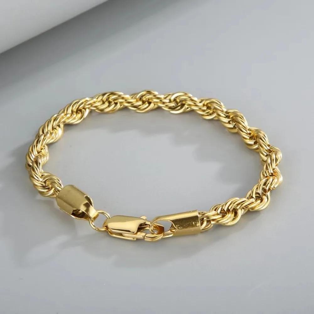 Elegant 18K Gold 925 Sterling Silver 4mm Chain Bracelet for Men and Women