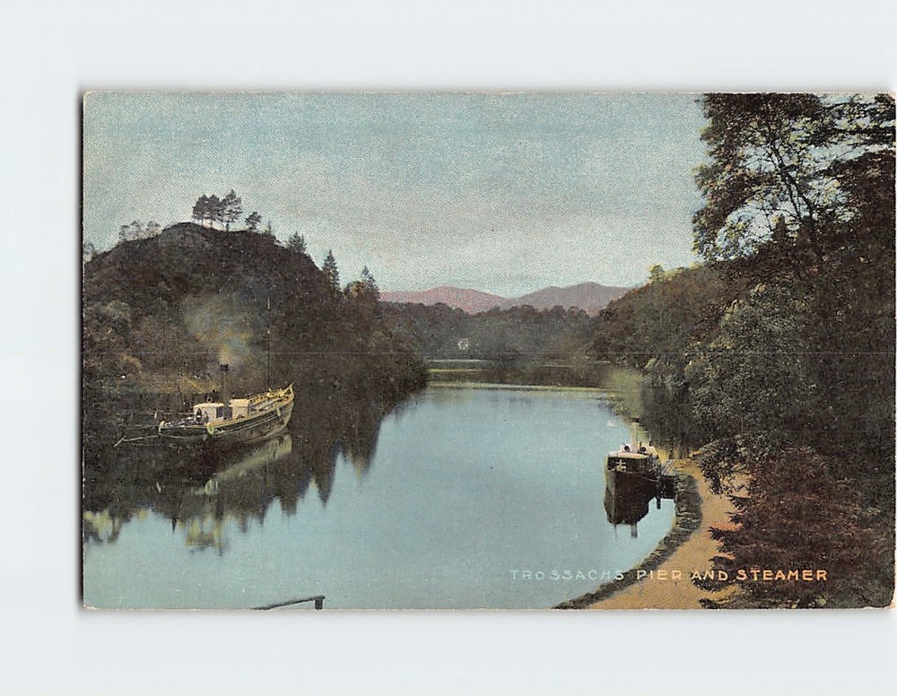 Postcard Trossachs Pier & Steamer Scotland