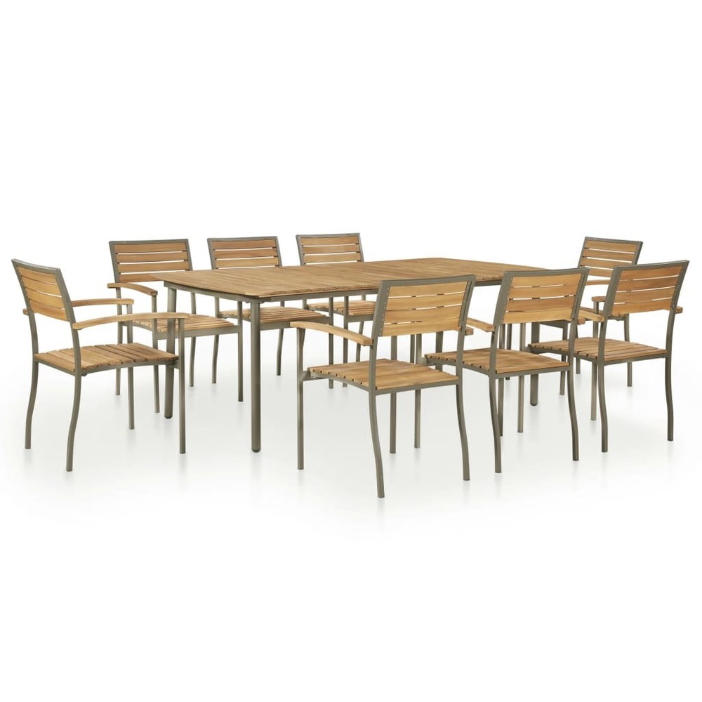 Outdoor Dining Set Natural and grey