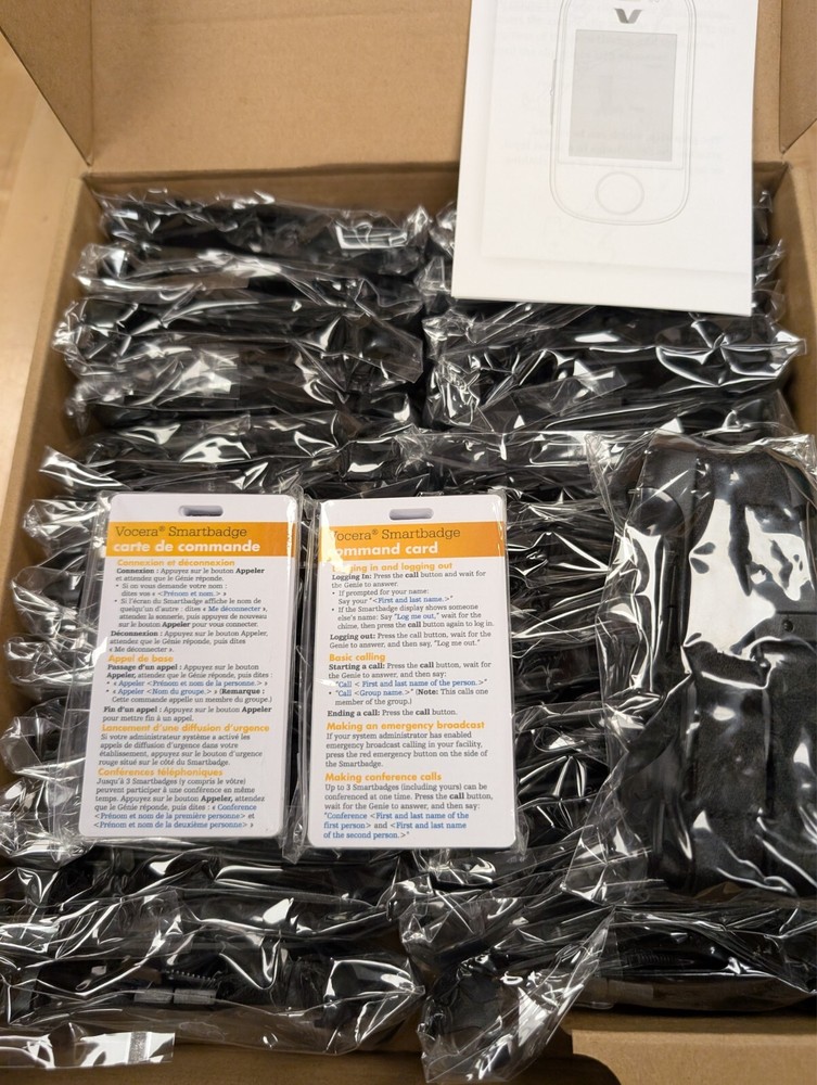 Box of 25 Stryker Lanyard / Holsters & Command Cards for Vocera SmartBadge V5000