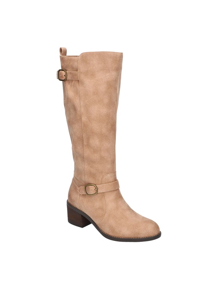 BELLA VITA Womens Beige Arch Support Baina Round Toe Block Heel Riding Boot 8 M