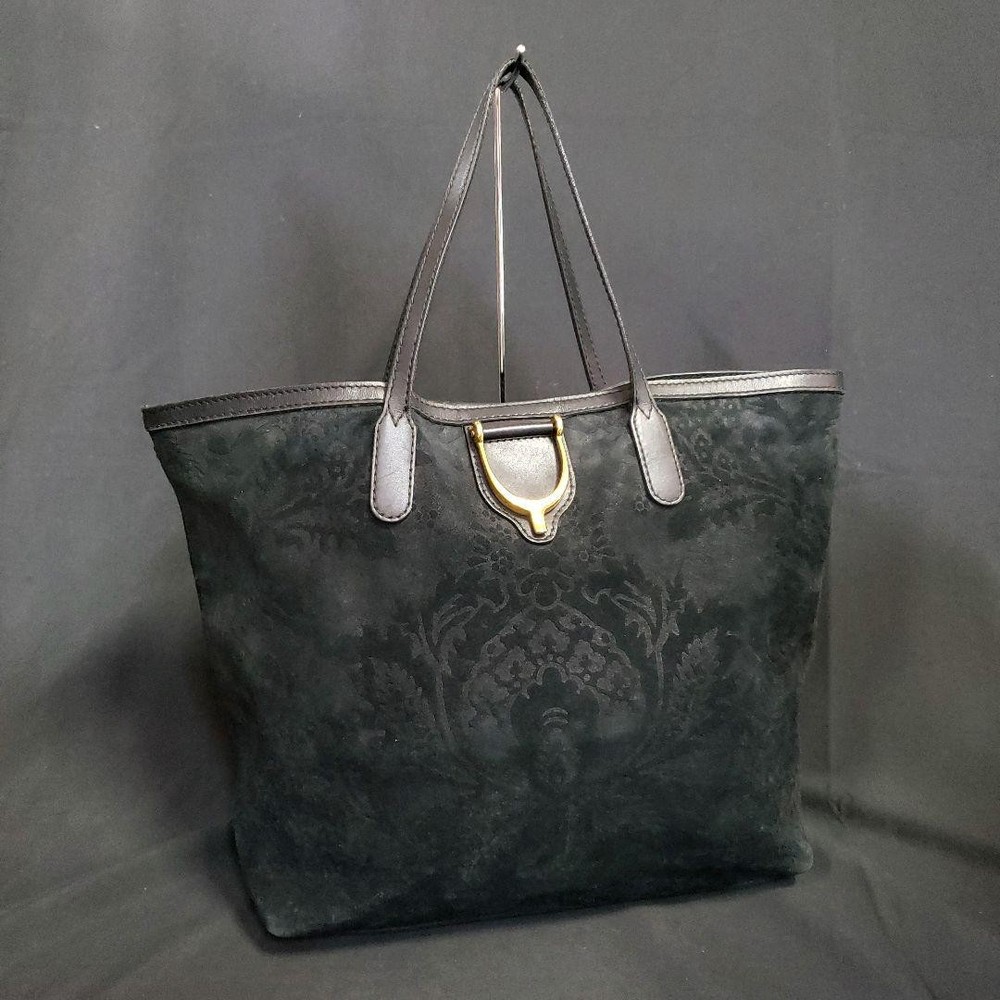 GUCCI Black Leather and Suede Tote Bag 305585 Made in Japan