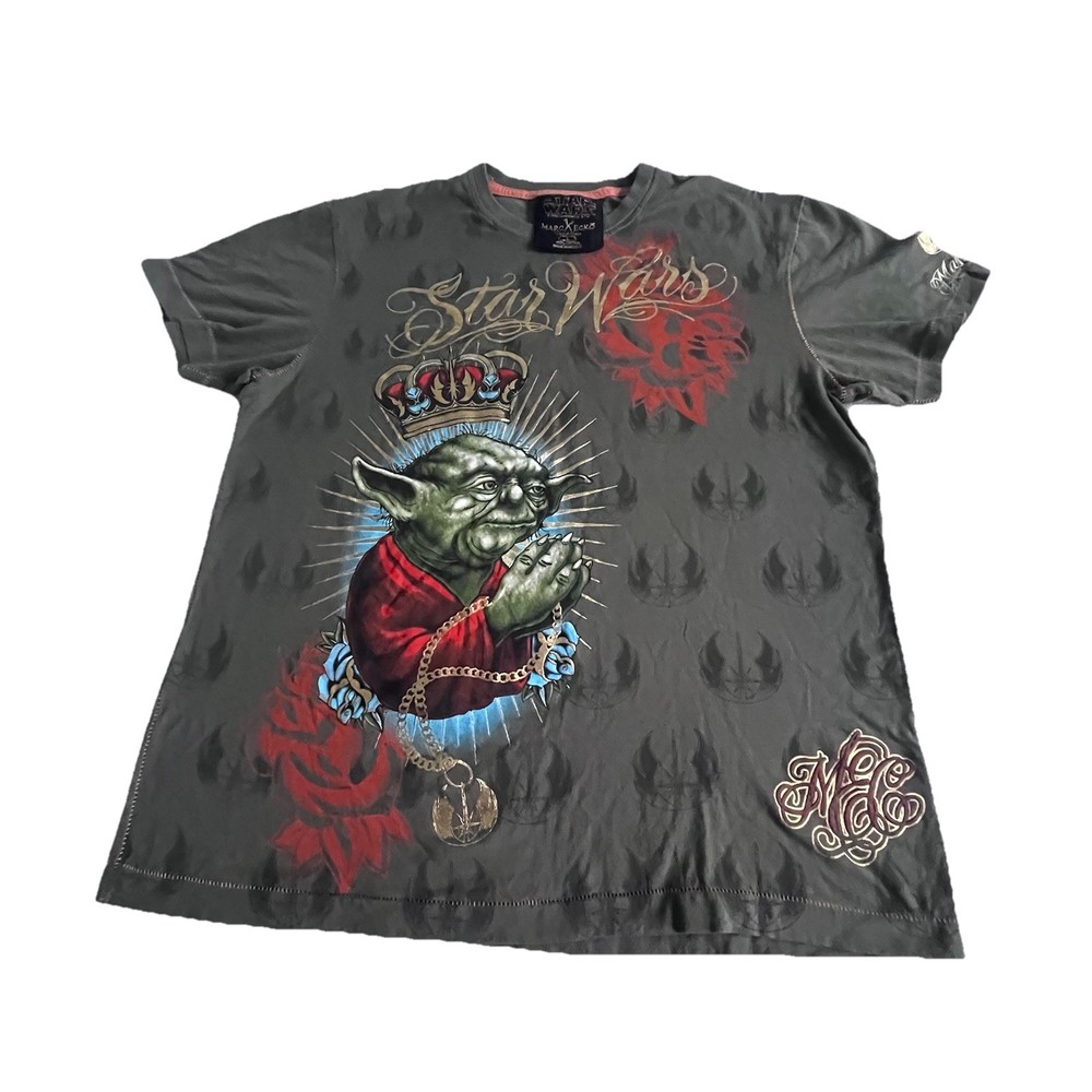 Marc Ecko + Star Wars 2008 Cut & Sew Yoda Men's T-Shirt - Size L Y2K  AOP