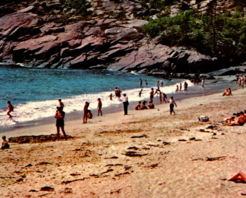 Vintage Postcard Sand Beach Bar Harbor Acadia national Park Maine ME Swimming-image