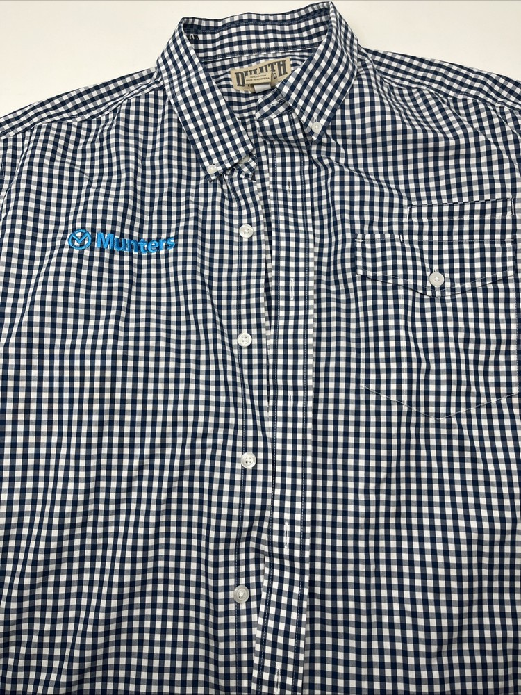 Duluth Trading Co Button Down Shirt Short Sleeve Blue Plaid Men’s Size X- Large
