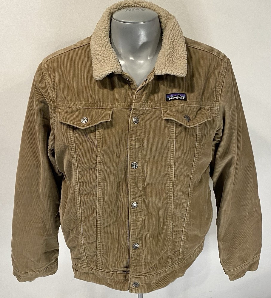Patagonia Corduroy Trucker Jacket M Medium Sherpa Pile Lined Metal Buttons 26520