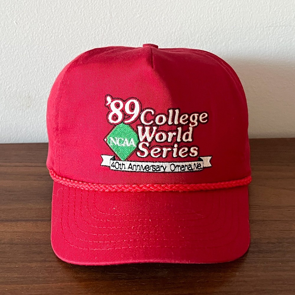 1989 Vintage College World Series 40th Anniversary Omaha Red Strapback Hat