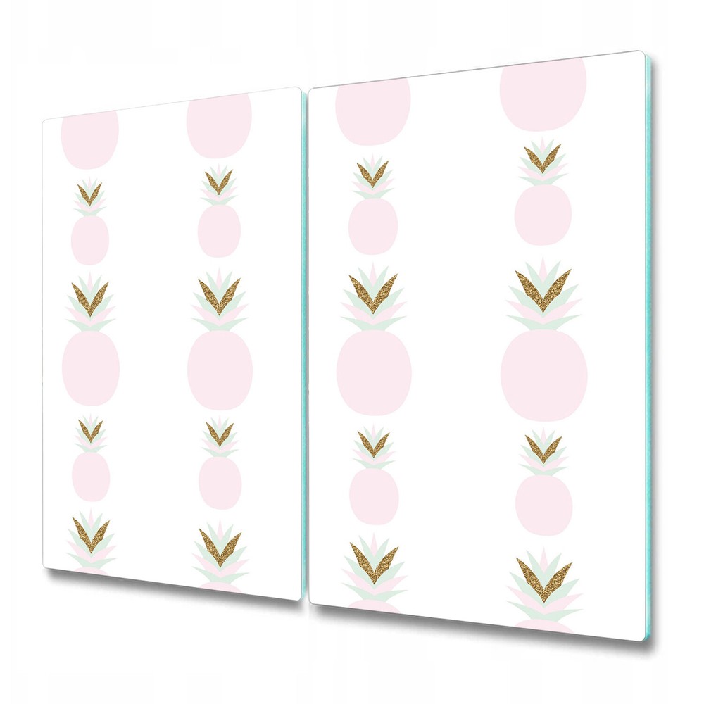 Tempered Glass Worktop Saver Modern Pineapple Colourful Tropical 2x30x52
