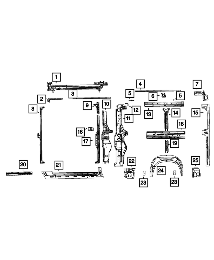 Genuine Mopar C-Pillar Reinforcement Left 68134323AB