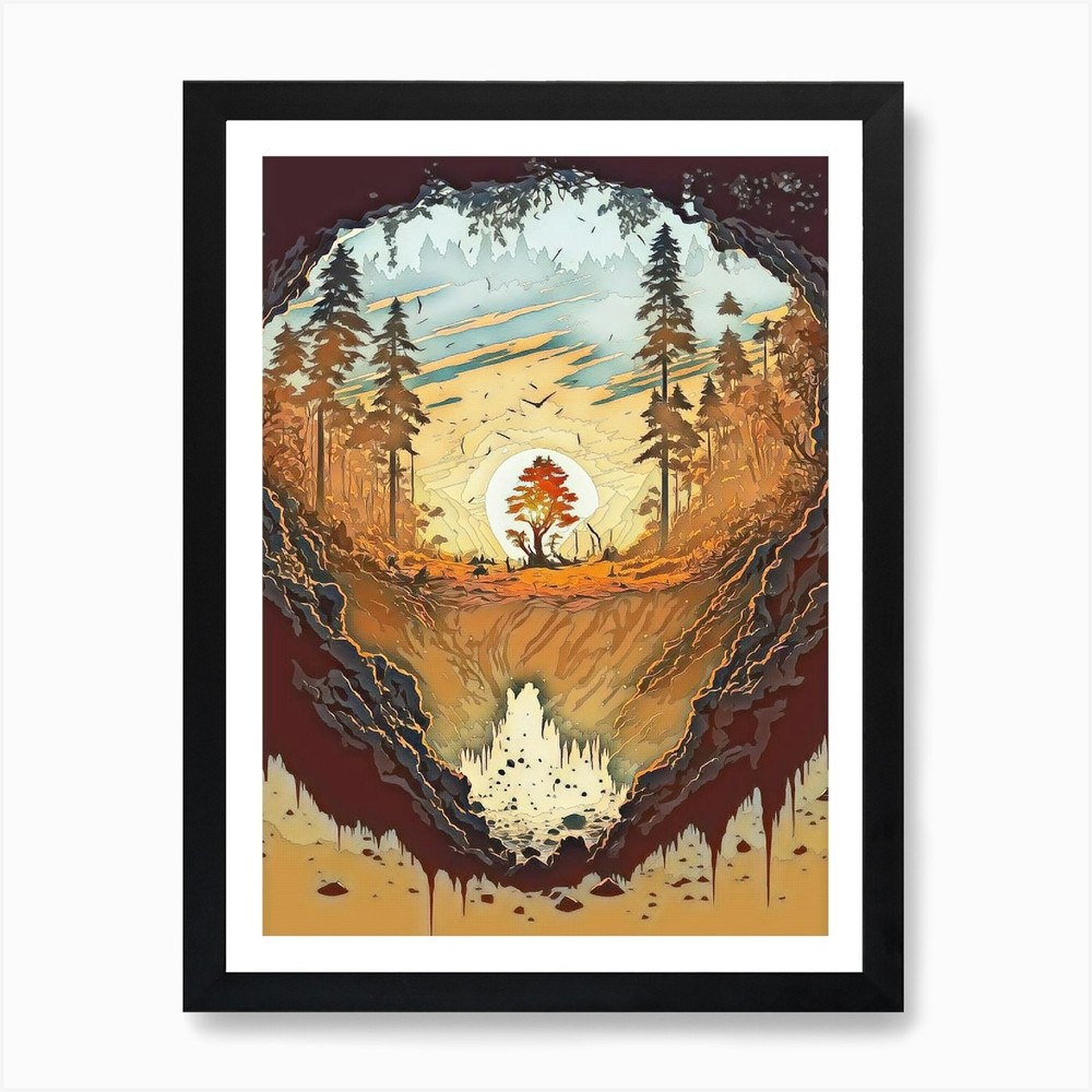 Tree In A Cave Art Print Framed Wall Art Poster Canvas Print Picture