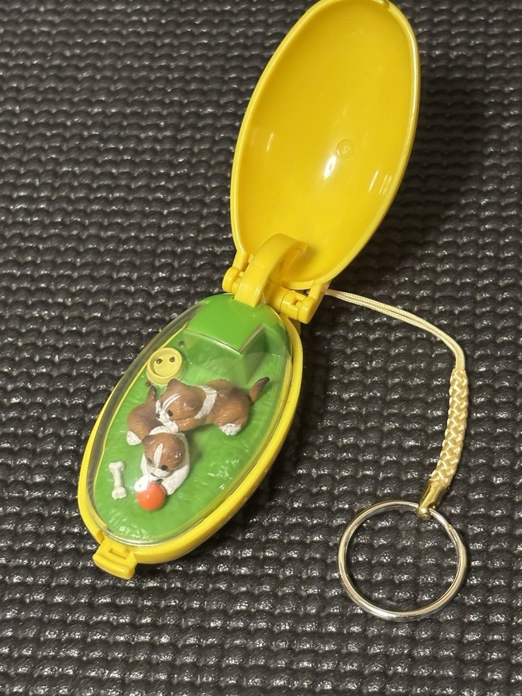 Takara Pocket Critters Puppy Pals Keychain Vintage Yellow 1993 NOT Working Dogs