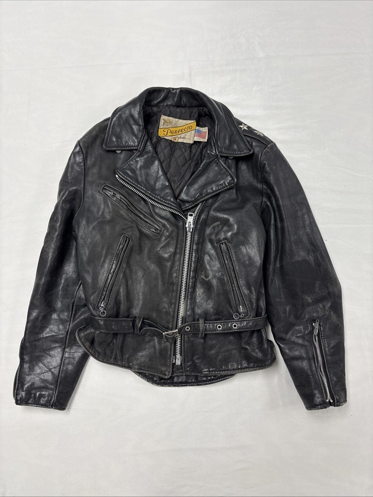 Schott Perfecto Leather Motorcycle Jacket Womens 14 80s 116W 3 Star USA