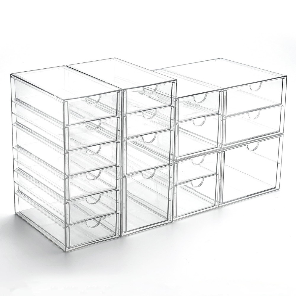 Acrylic Drawer Organizer with 17 Drawers, Craft Office Desk Makeup Organizers...