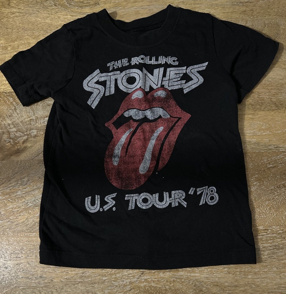 The Rolling Stones Graphic Black Toddler T-Shirt 3T Cotton Polyester Short Slee…