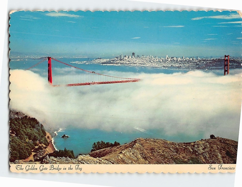 Postcard Golden Gate Bridge in the Fog San Francisco California USA