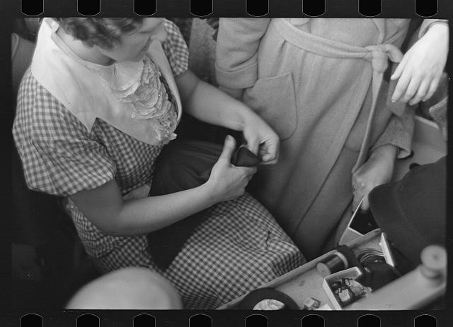 Photo:Jersey Homesteads New Jersey 1936 Hat Sewing Machine Woman Hands