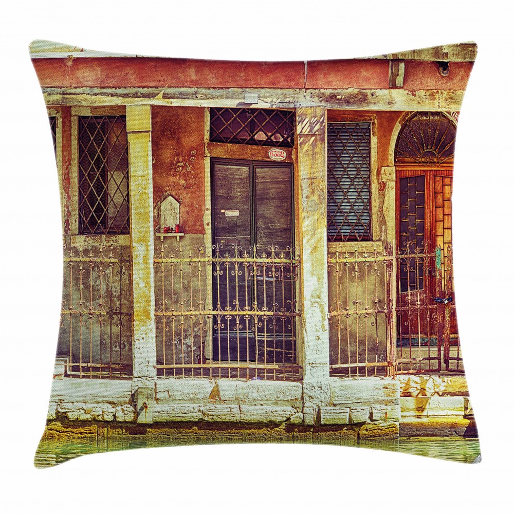 Venice Aged Italian Building Square Pillow Cover 20 Inches