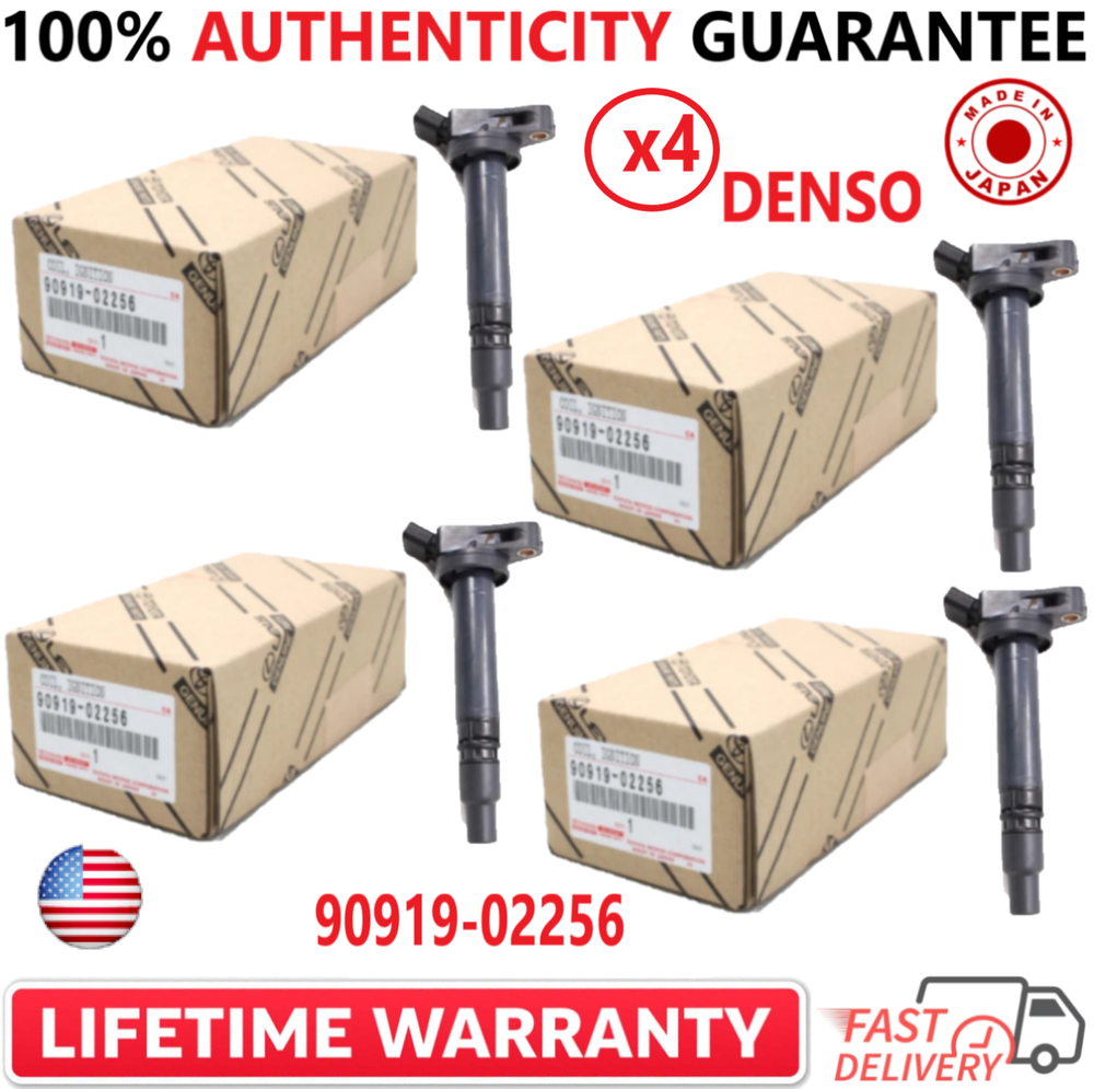 OEM DENSO NEW x4 Ignition Coils For 2005-2024 Toyota Lexus I4 V6 V8, 90919-02256