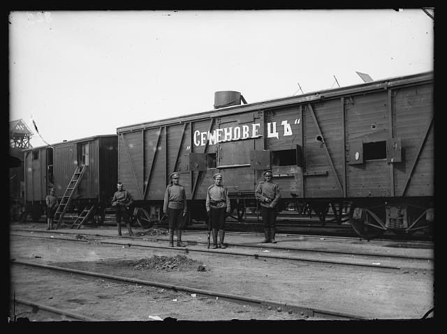 Photo:Red Cross Siberian Commission 1918-1920 Russian Railcar Soldiers