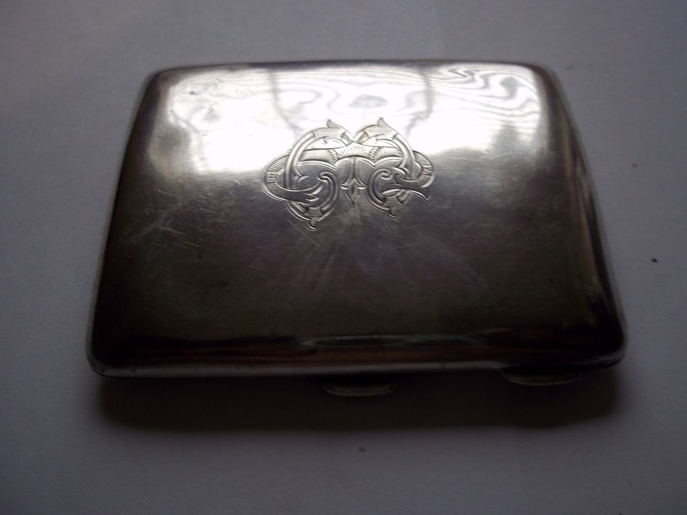 Antique Solid Sterling Silver English Cigarette Case 1911? 72.3g Not scrap GC Lt