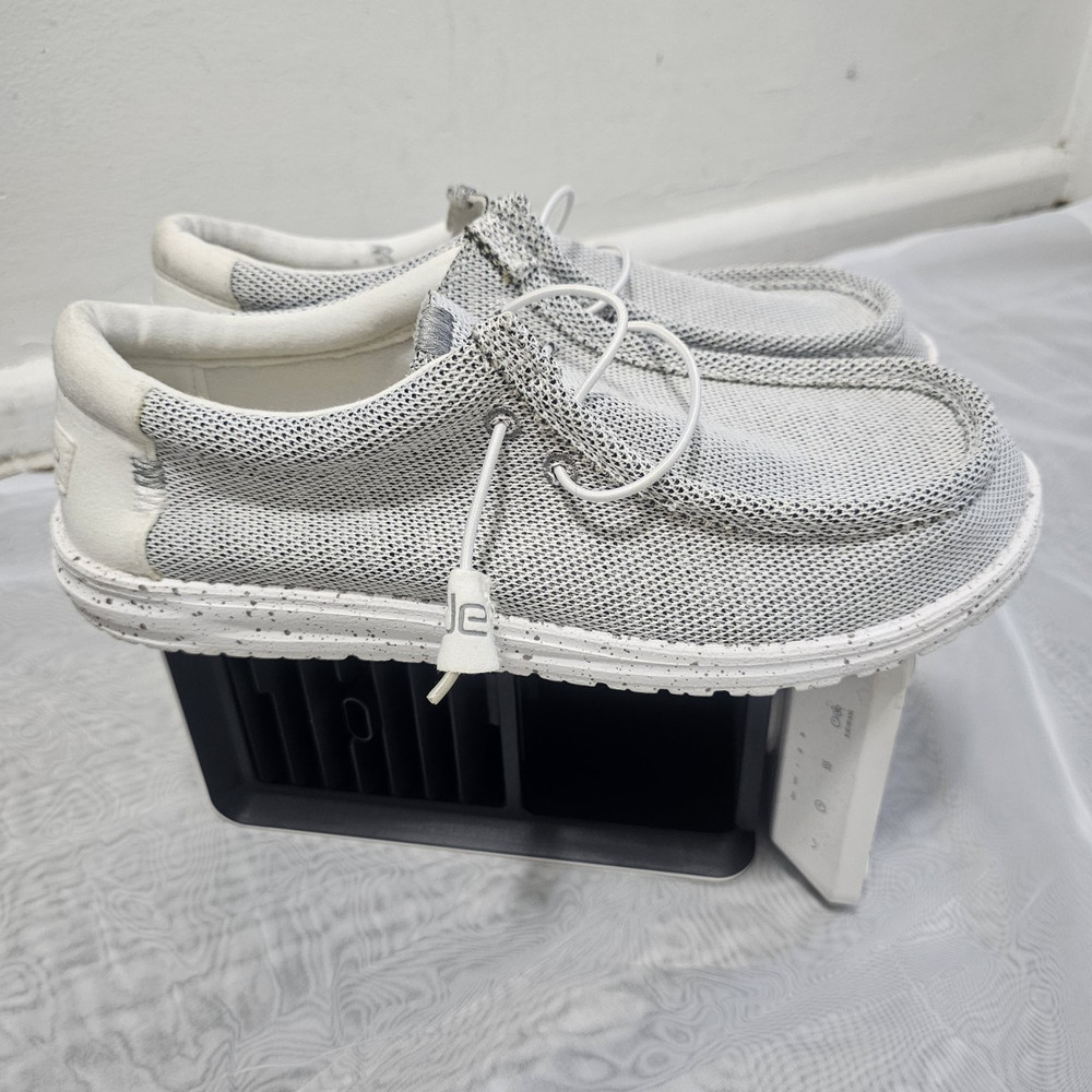 Hey Dude Wally Sox Men's White Mesh Slip-On Loafers Round Toe US 11 EU 44