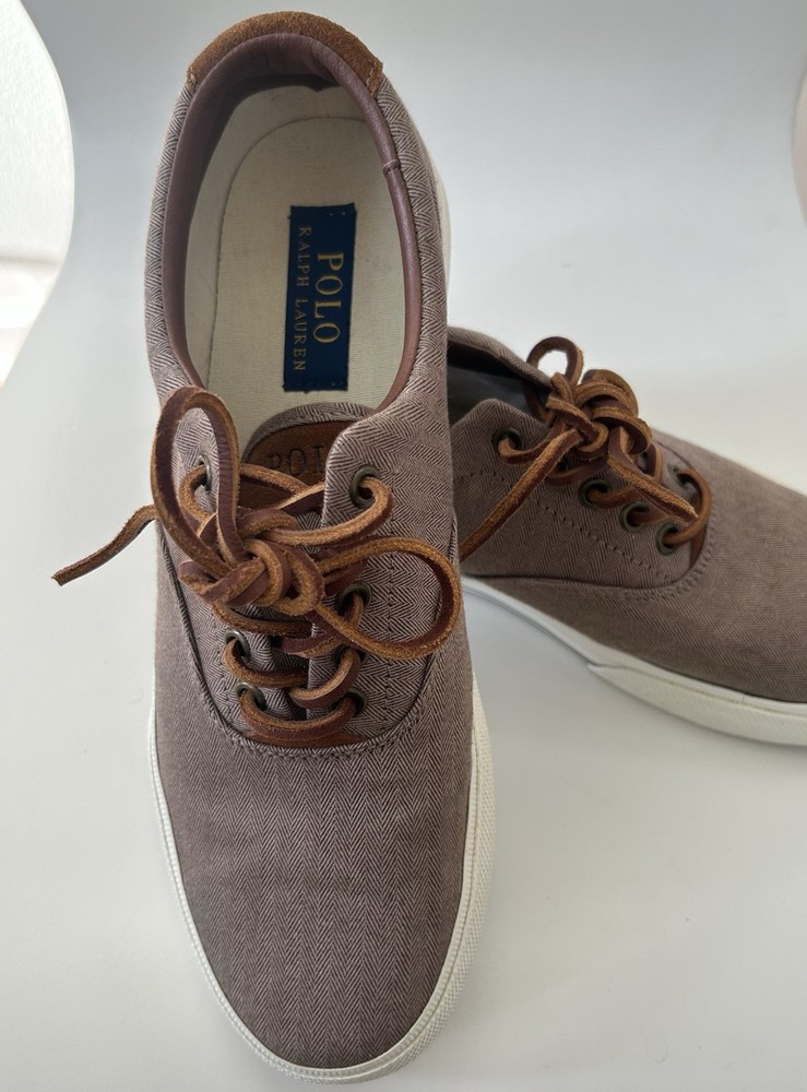 Polo Ralph Lauren Men’s Shoes Brown Canvas Casual Low Top Sneakers Size 8.5