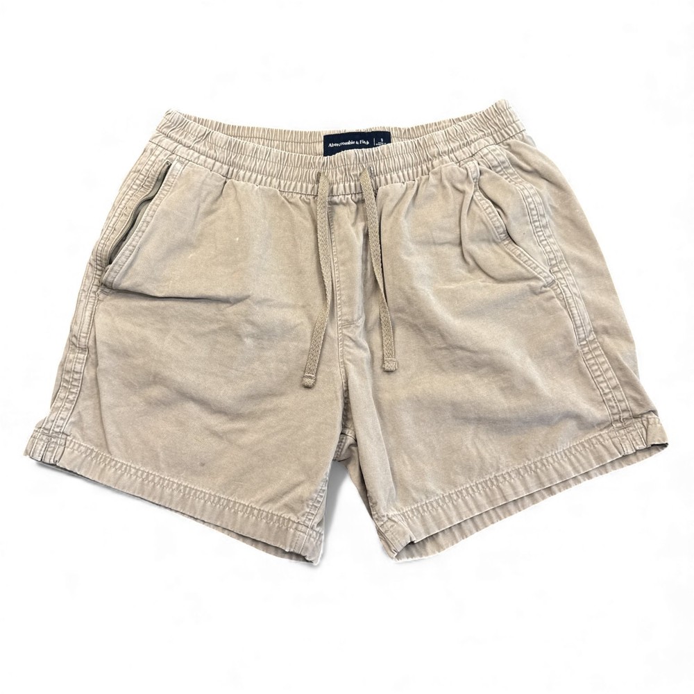 Abercrombie & Fitch Elastic Waist Chino Shorts Mens Size Small Beige Tan