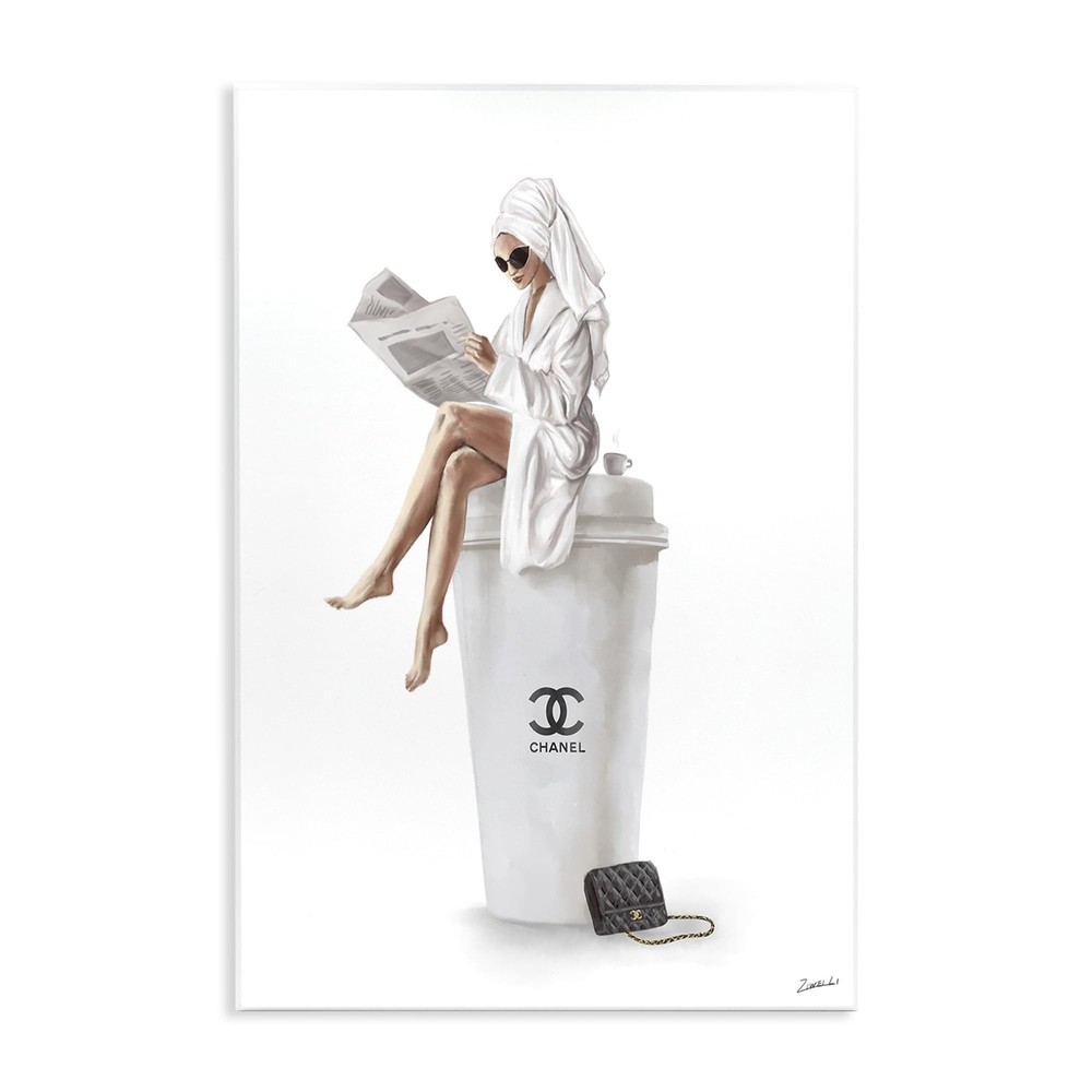 Chic Fashion Coffee and Purse Female Robe Pose, Designed by Ziwei Li Art, 10 ...