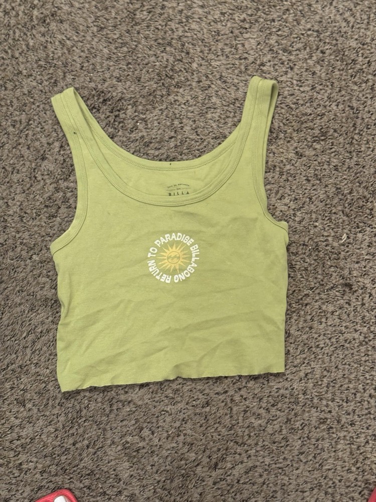 Billabong Light Green Cropped Tank Top Size Large Women's