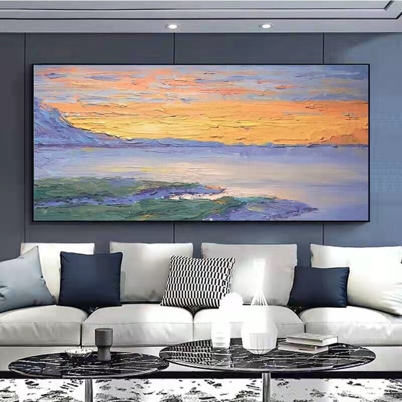 Hand-painted Landscape Oil Painting Horizontal Sea View Sofa Decorative Painting