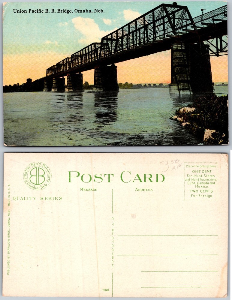 Union Pacific Railroad Bridge Omaha Nebraska Postcard
