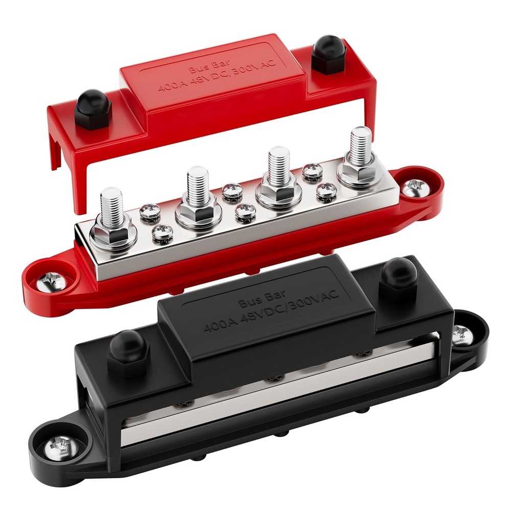 400A 12V Power Distribution Bus Bar Block with 4x5/16