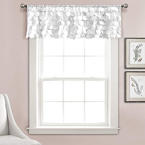 Lush Décor Gigi Valance Textured White Window Kitchen Curtain 70W x 14L Pack of 1