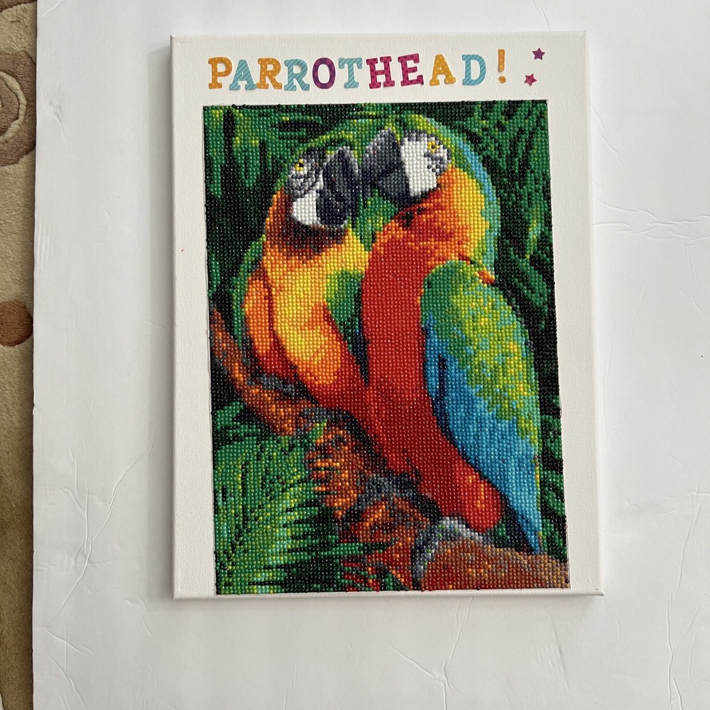 Parrot Head Diamond  Portrait 12”X 16” Mounted On Canvas