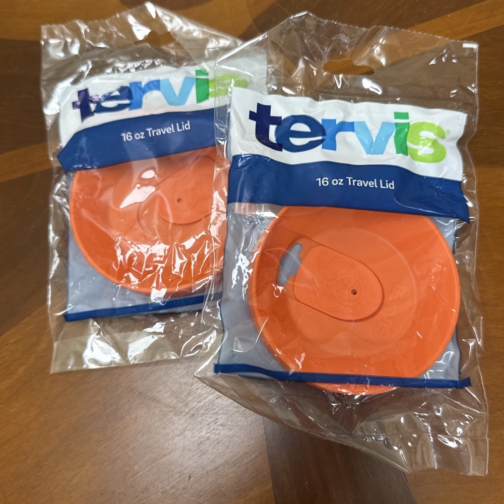 Set of 2 Tervis 16oz Travel Lids Orange Replacement Tumbler Tops New Sealed USA