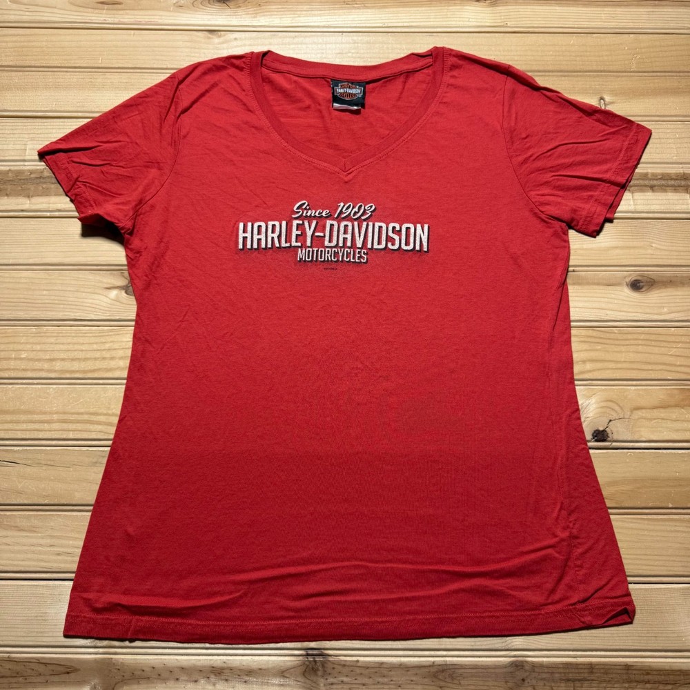 Harley-Davidson Sturgis South Dakota Wings Logo V-Neck Biker T-Shirt Women's XL