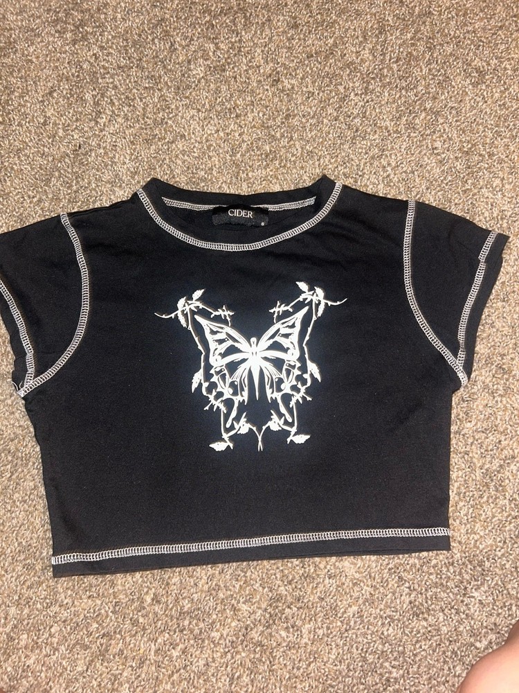 Butterfly Design Crop Top From Cider