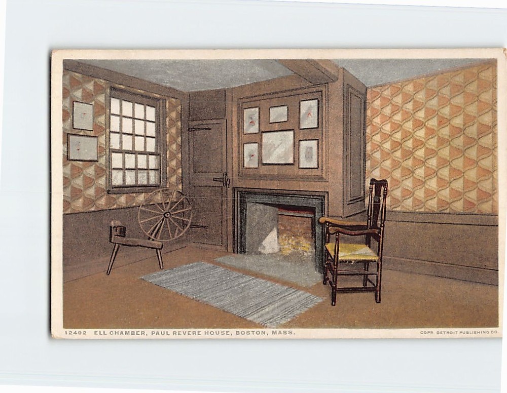 Postcard Ell Chamber Paul Revere House Boston Massachusetts USA