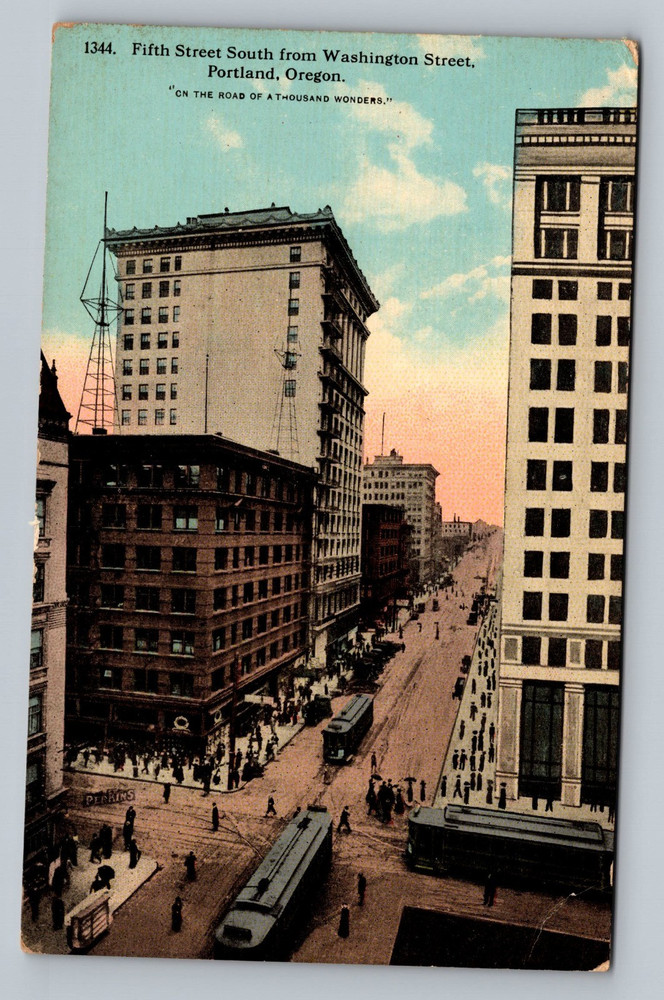 Fifth Street Portland Oregon Street View C1910 Unposted Vintage Postcard