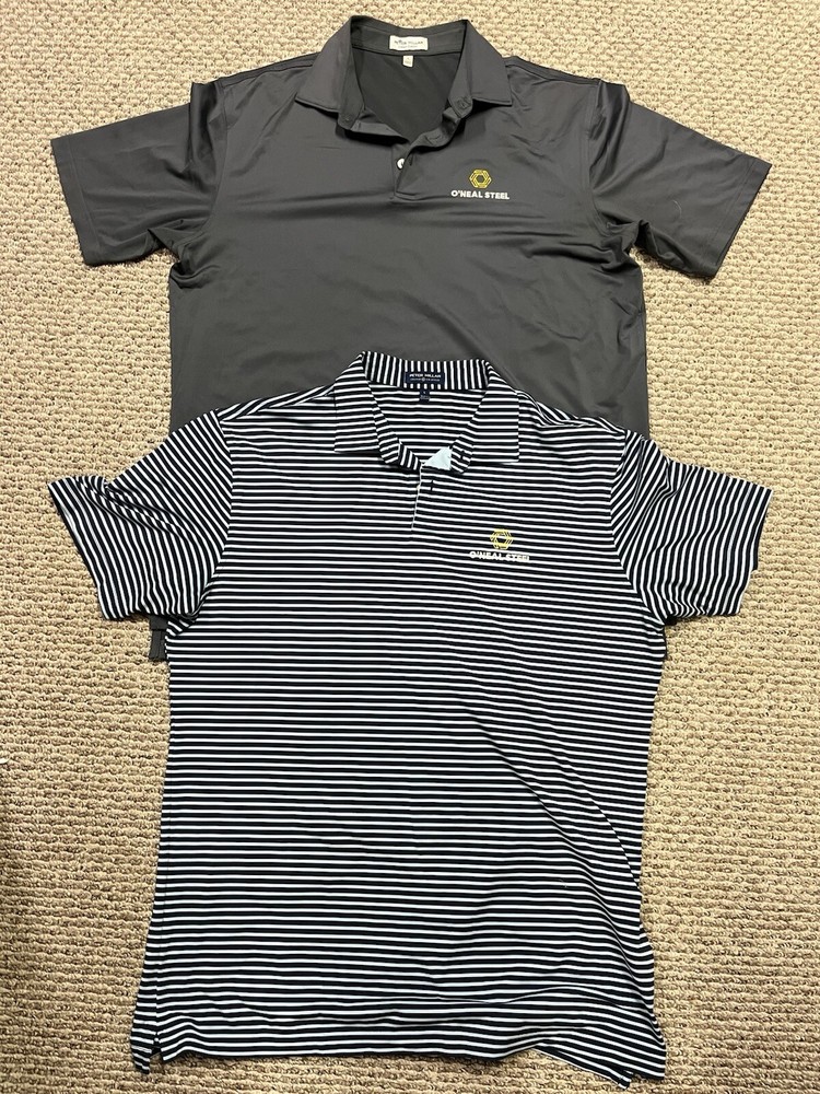 Lot of 2 PETER MILLAR Summer Comfort Stretch Polo Golf Shirts Men's Large EUC