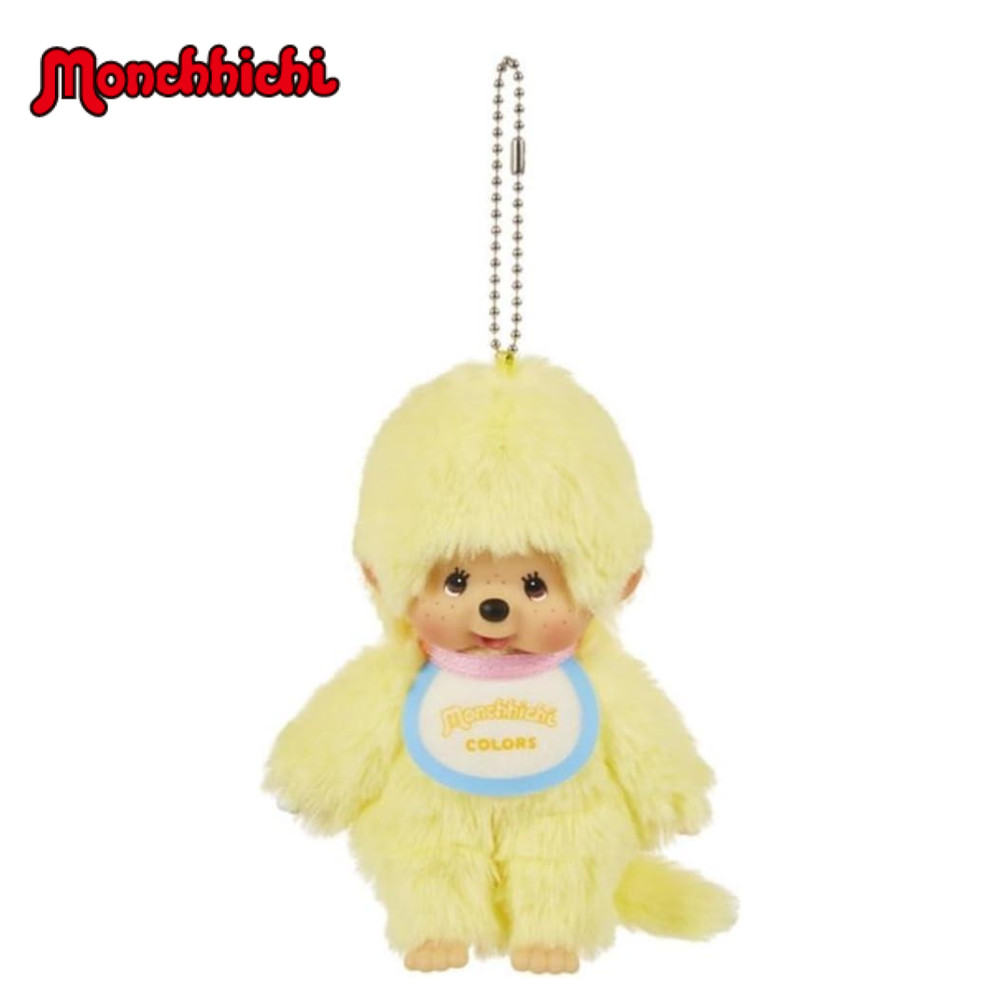 Monchhichi COLORS Keychain Yellow Plush Doll Sekiguchi Japan Pastel Kawaii NEW