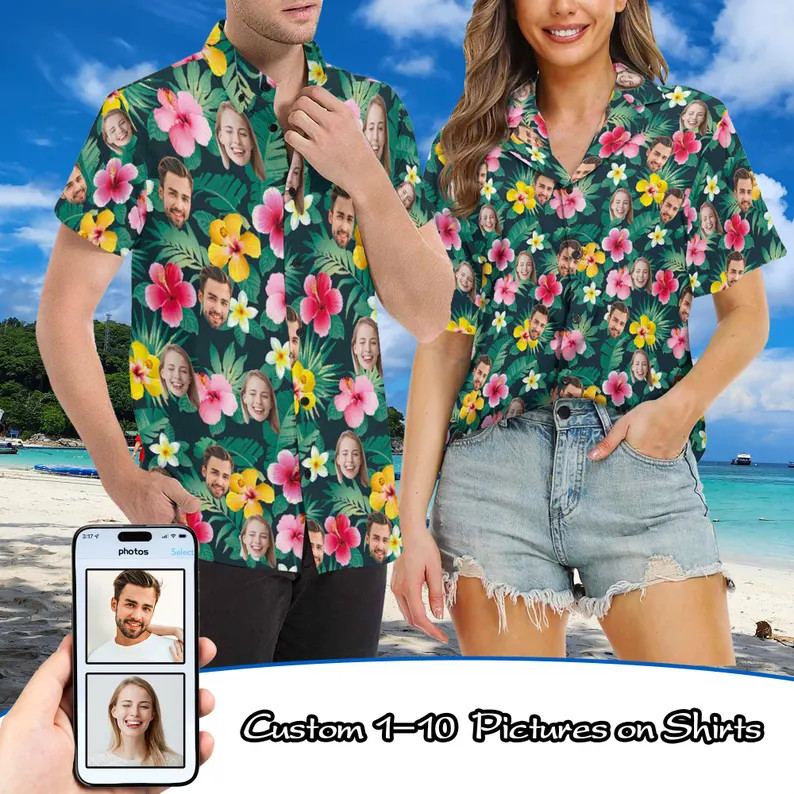 Personalized Face Photo Print Hawaiian Shirt Funny Custom Gift