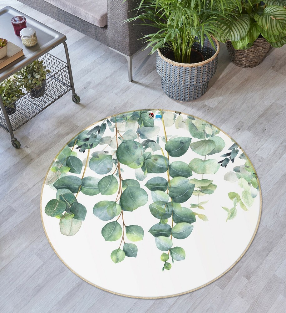 3D Green Watercolor Leaves NAO9909 Game Rug Mat Elegant Photo Carpet Mat Fay