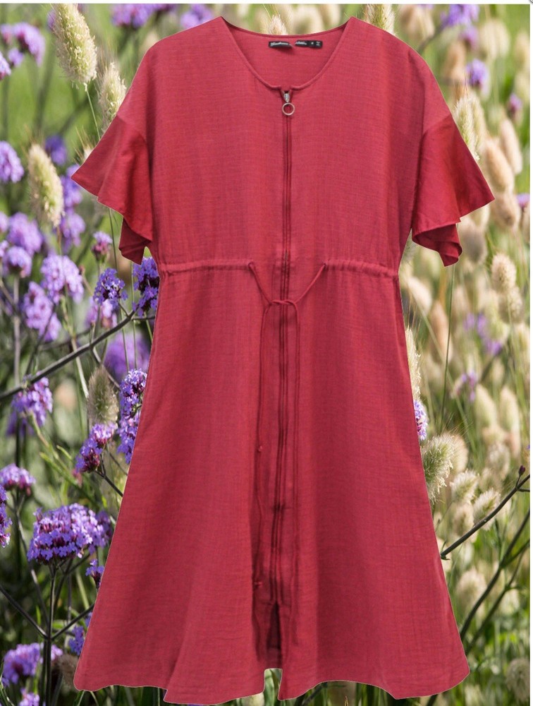 Gudrun Sjoden Ladies Red Zip Front Dress Size Small Medium 12/14