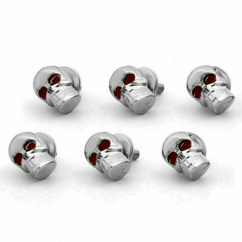 6x Universal Motorcycle Chrome Skull License Number Plate Frame Screw Bolt US