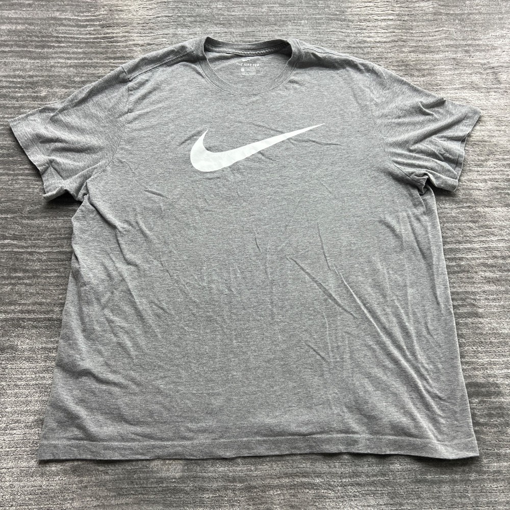 Nike Shirt Size 2XL Mens Swoosh Logo Graphic T-Shirt Tee Gray