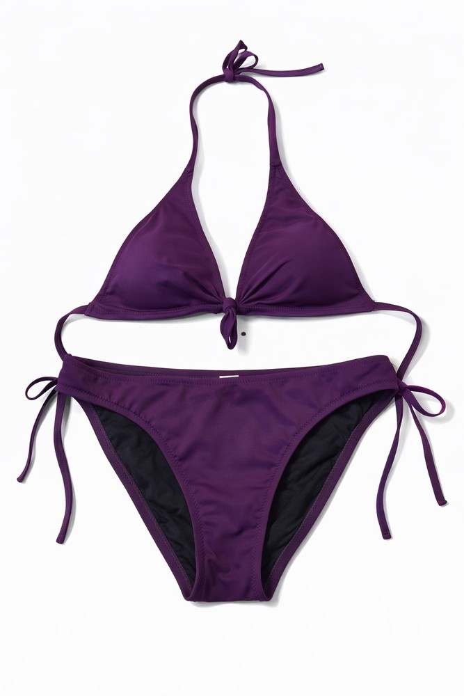 Vtg Y2K Victoria's Secret Dark Purple Halter Removable Pads Bikini Set XS