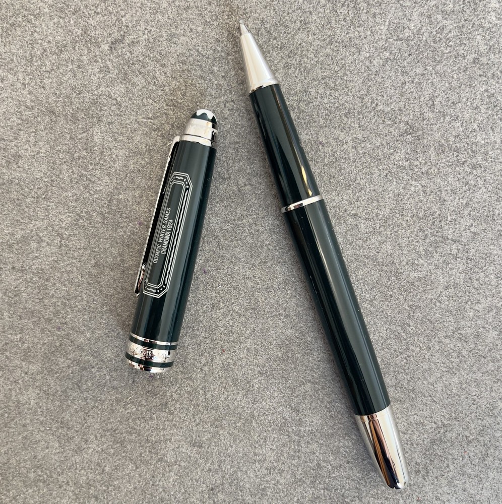 Deluxe Olympic Chamonix Resin Series Green+Silver Color 0.7mm Rollerball Pen