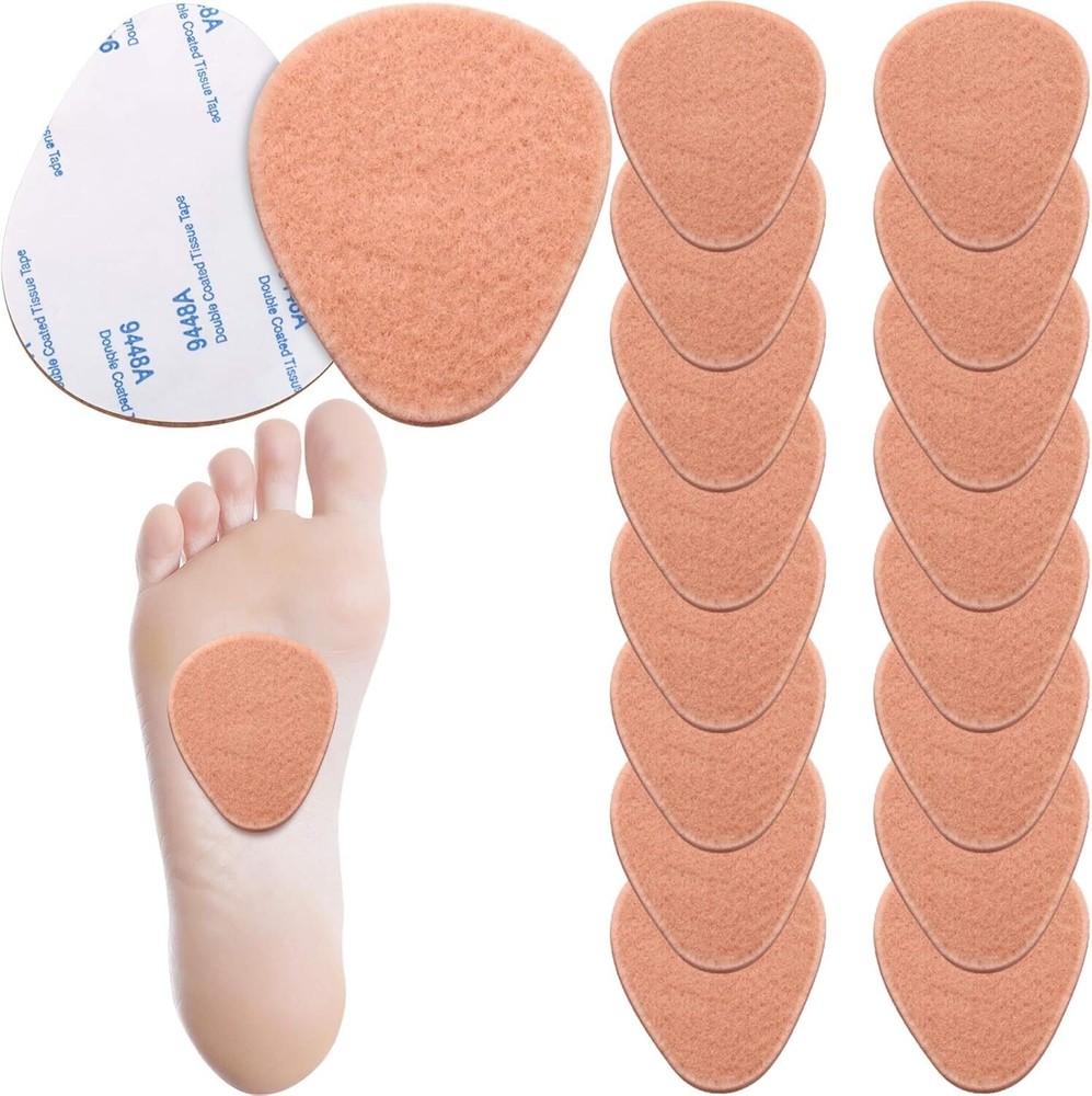 20 Pieces Metatarsal Felt Pads Foot Insert Pads Ball of Cushion for Pain Reli...